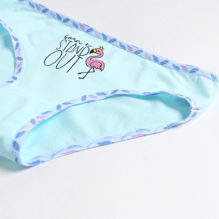 

Трусы для девочки, цвет мята/фламинго рост 128-140 см