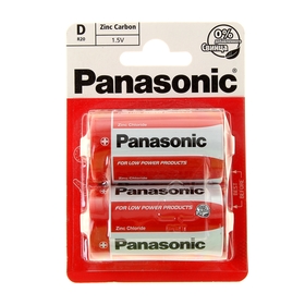 Батарейка солевая Panasonic Zinc Carbon, D, R20-2BL, 1.5В, блистер, 2 шт. от Сима-ленд