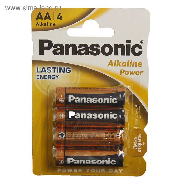 

Батарейка алкалиновая Panasonic Alkaline Power, AA, R06-4BL, 1.5В, блистер, 4 шт.