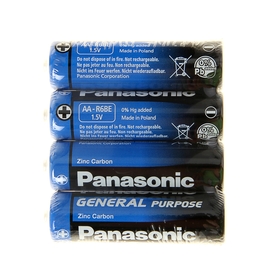 Батарейка солевая Panasonic General Purpose, AA, R6-4S, 1.5В, спайка, 4 шт. от Сима-ленд