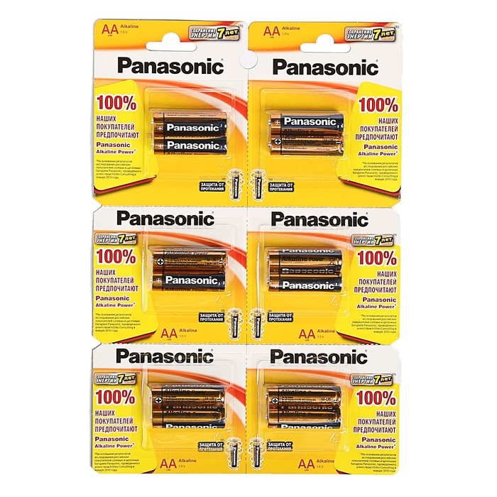 Батарейка алкалиновая Panasonic Alkaline Power, АА, LR6-12BL, блистер, 12 шт
