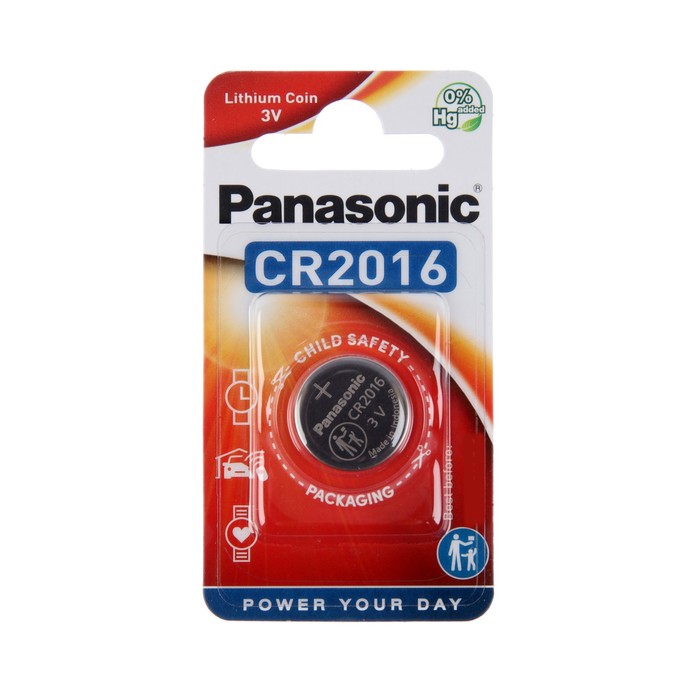 Батарейка литиевая Panasonic Lithium Power, CR2016-1BL, 3В, блистер, 1 шт батарейка panasonic lithium power cr2016 3 в bl6