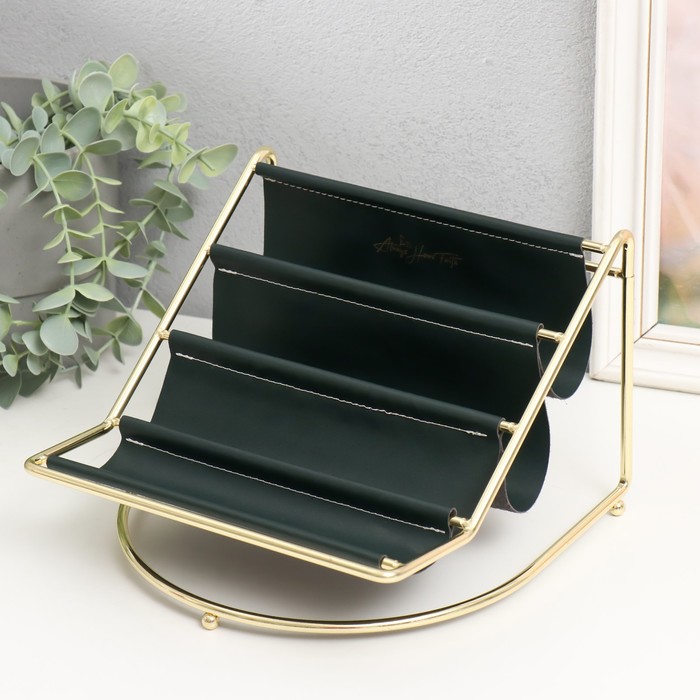 фото Подставка для мелочей металл, кожзам 4 яруса "сканди" чёрная 20,5х20х14,5 см