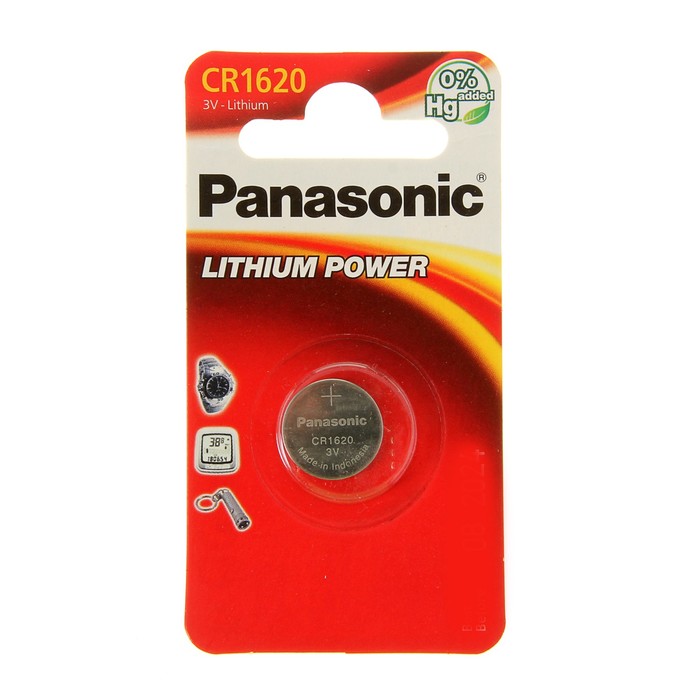 Батарейка литиевая Panasonic Power Cells, CR1620-1BL, блистер, 1 шт