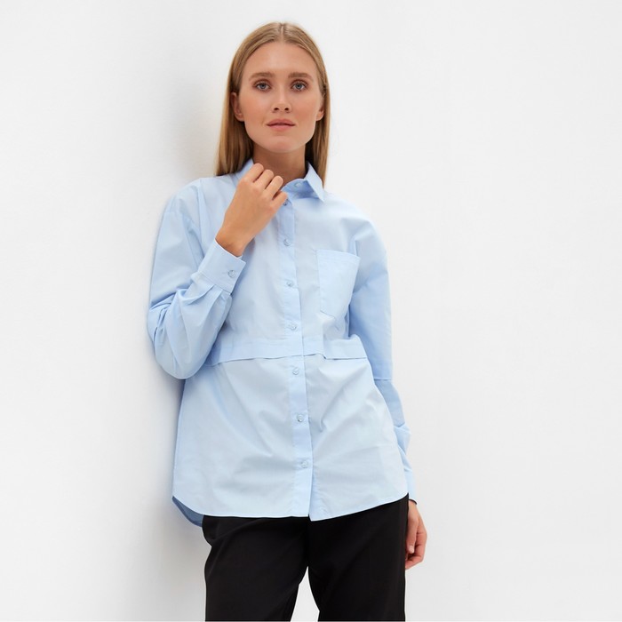 Блузка женская MINAKU: Casual Collection цвет голубой, р-р 52 блузка р 52 цвет белый