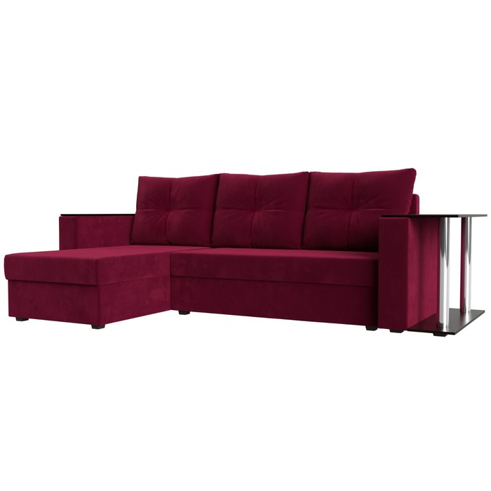 Угловой диван «Атланта лайт», левый угол, механизм еврокнижка, микровельвет, бордовый