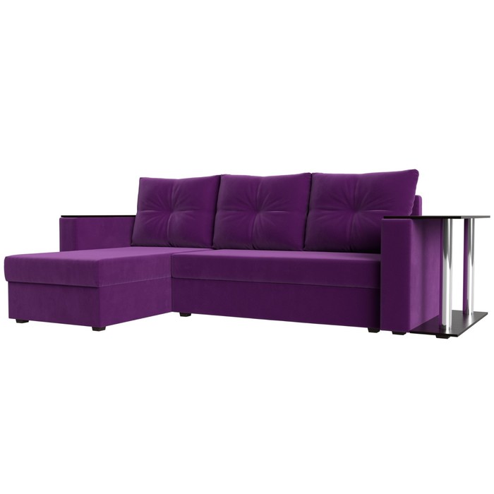 Угловой диван «Атланта лайт», левый угол, механизм еврокнижка, микровельвет, фиолетовый угловой диван атланта лайт правый угол механизм еврокнижка микровельвет фиолетовый