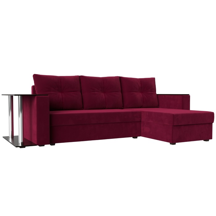 Угловой диван «Атланта лайт», правый угол, механизм еврокнижка, микровельвет, бордовый