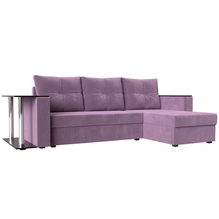 Угловой диван «Атланта лайт», правый угол, механизм еврокнижка, микровельвет, сиреневый угловой диван атланта лайт правый угол механизм еврокнижка микровельвет фиолетовый
