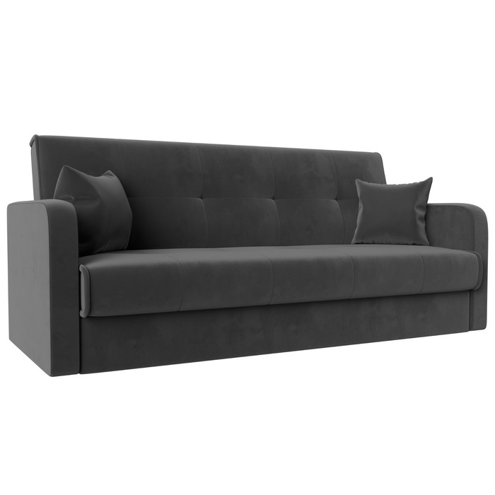 Прямой диван «Надежда», механизм книжка, велюр, цвет серый