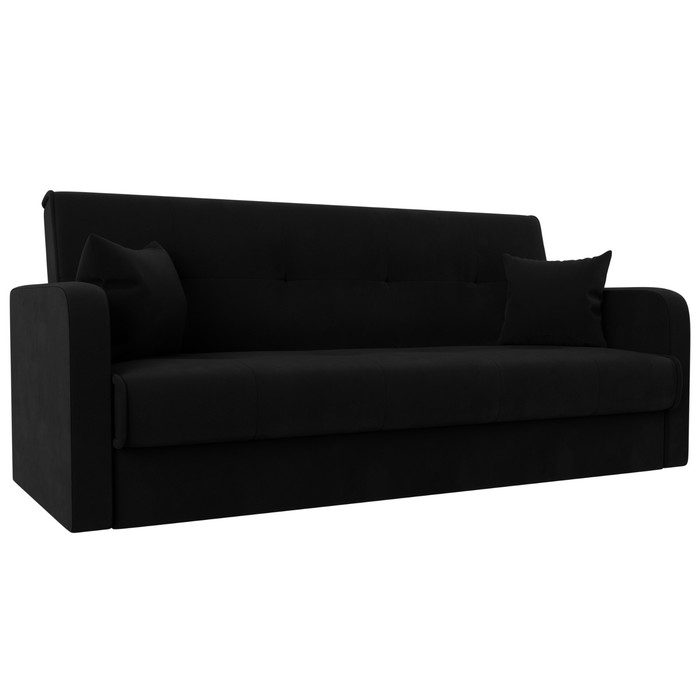 Прямой диван «Надежда», механизм книжка, микровельвет, цвет чёрный 27675