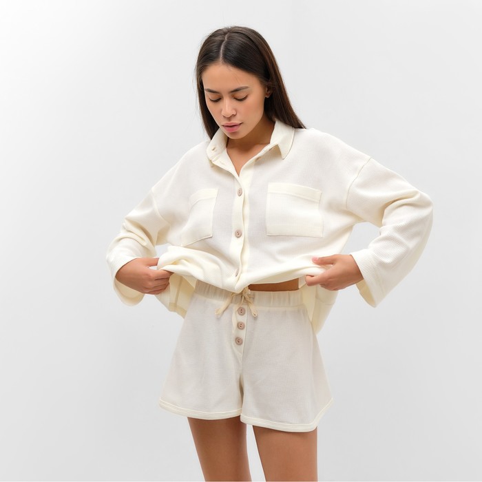 Комплект женский (рубашка, шорты) KAFTAN Basic line, р. 44, молочный