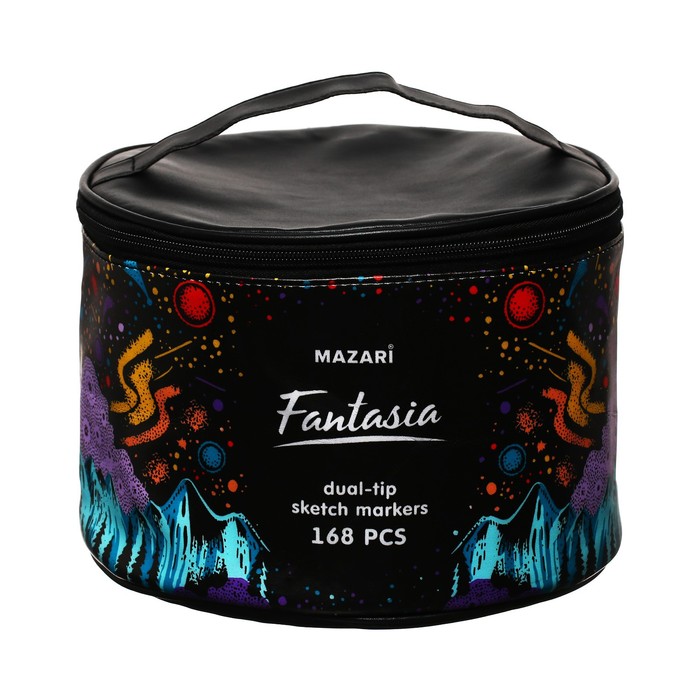 

Маркеры для скетчинга двусторонние Mazari Fantasia, 168 цветов, ОПП-упаковка