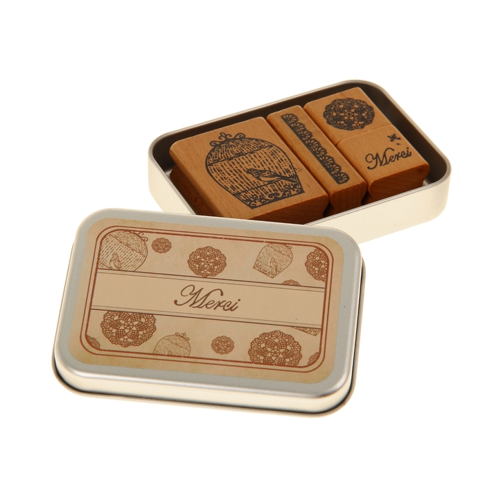 Печать в жестяной коробке набор 4 шт "Мерси"