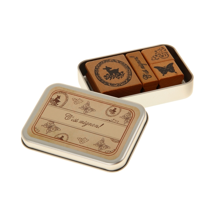 Печать в жестяной коробке набор 4 шт "Бабочка"