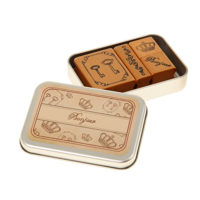 Печать в жестяной коробке набор 4 шт "Бонжур"