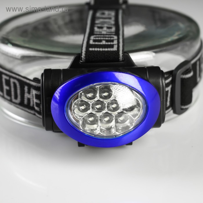 

Фонарик налобный HG-HL016, 10 LED, 3 ААА, синий кант, 6х7х5 см