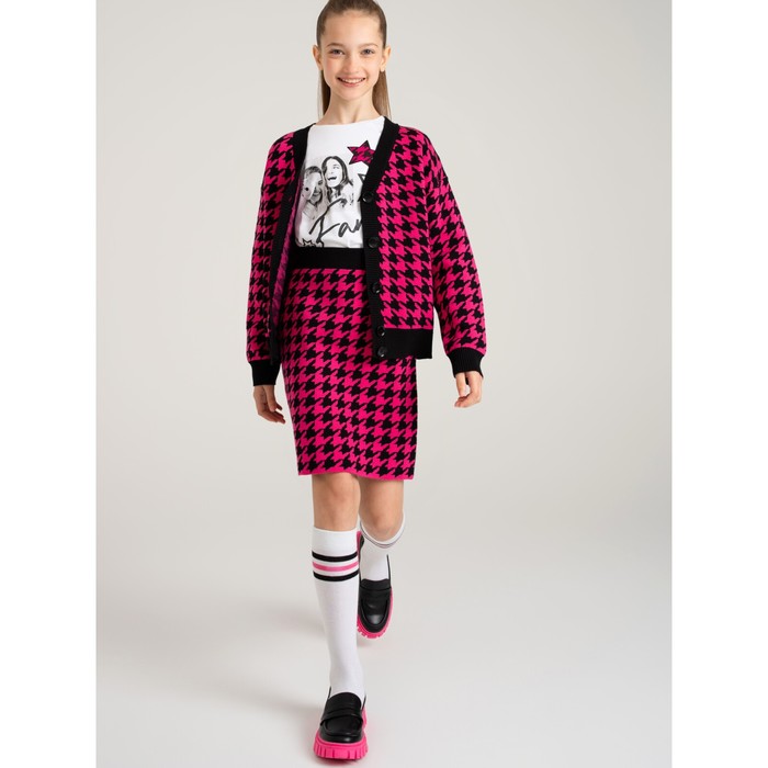 

Комплект для девочек: кардиган, юбка, рост 128 см