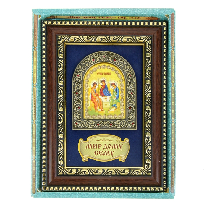 Икона Святой Троицы в деревянной рамке