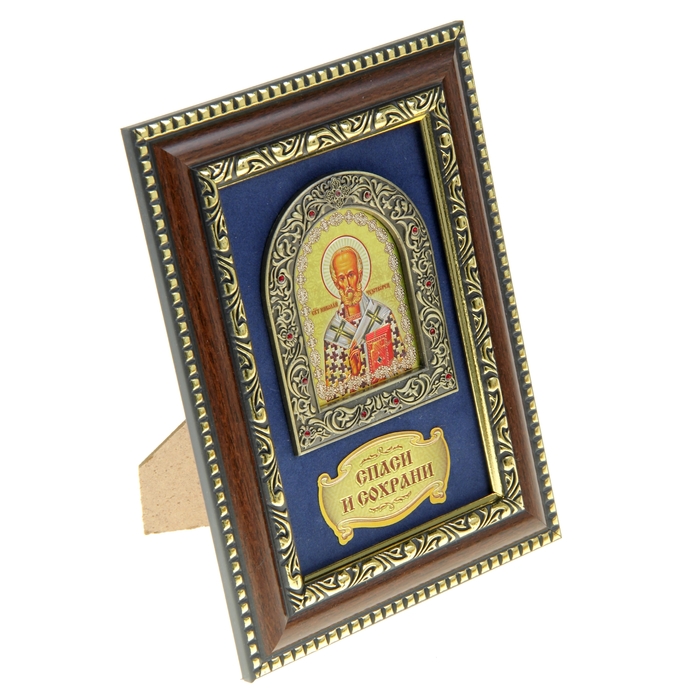 Икона Николая Чудотворца в деревянной рамке
