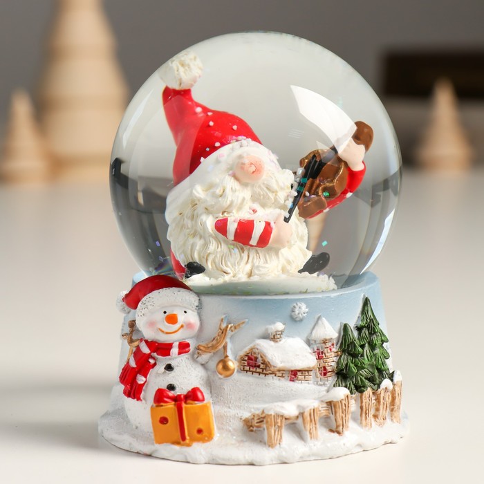 Сувенир полистоун водяной шар Дед Мороз со скрипкой 7х8х9 см