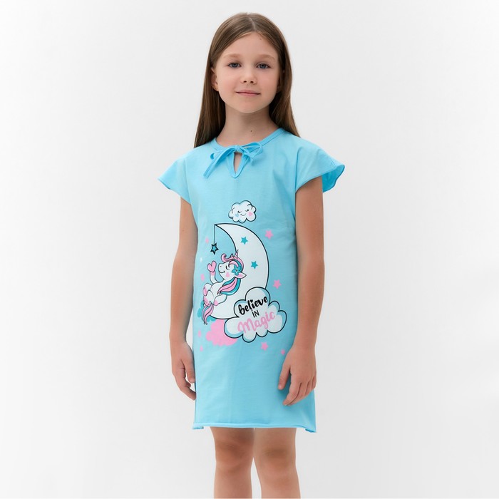 Сорочка для девочки Зефирка, цвет бирюзовый, рост 110 см