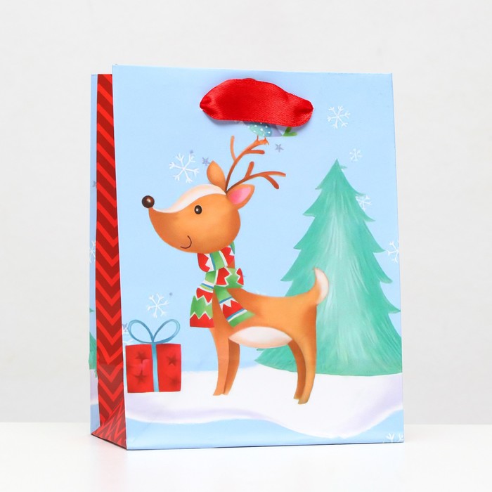 Пакет ламинированный «Рождественский олень» 11,5 х 14,5 х 6 см