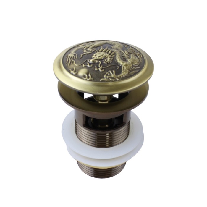 Донный клапан Bronze de Luxe ДРАКОН 21984, для раковины, с переливом, латунь, бронза
