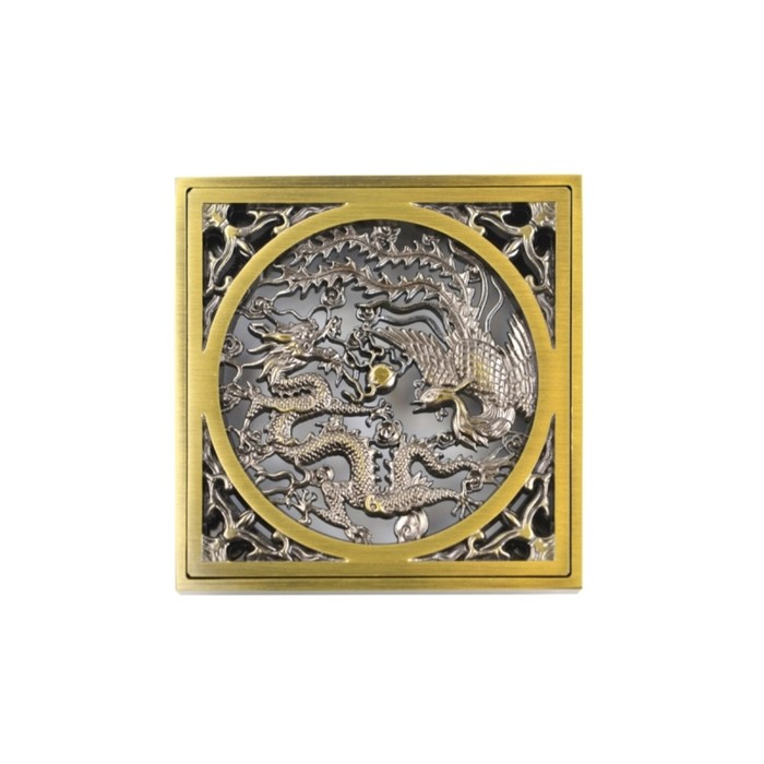 цена Насадка для трапа Bronze de Luxe Дракон 21986, d=100 мм, 100х100 мм, латунь, бронза