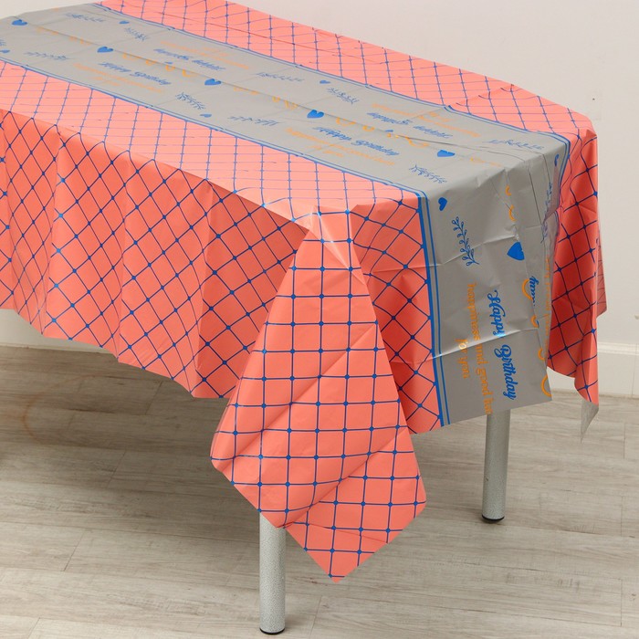 скатерть праздничный стол 137×183 цвет красный Скатерть «Квадратики», 137 × 183 см., цвет оранжевый