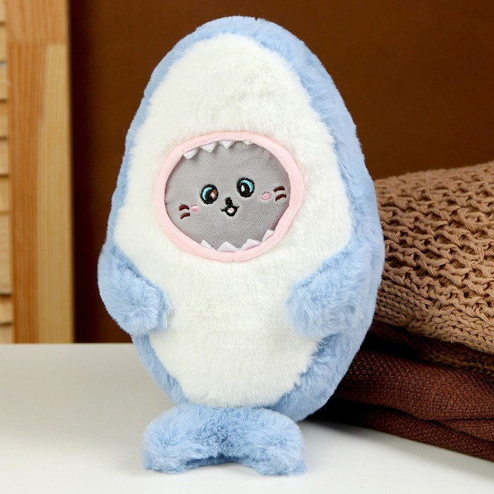 Мягкая игрушка «Кот» в костюме акулы, 25 см, цвет голубой мягкая игрушка кот в костюме акулы 25 см