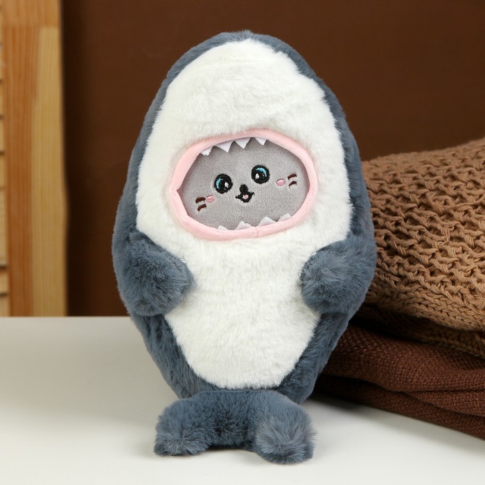 

Мягкая игрушка «Кот» в костюме акулы, 25 см, цвет серый
