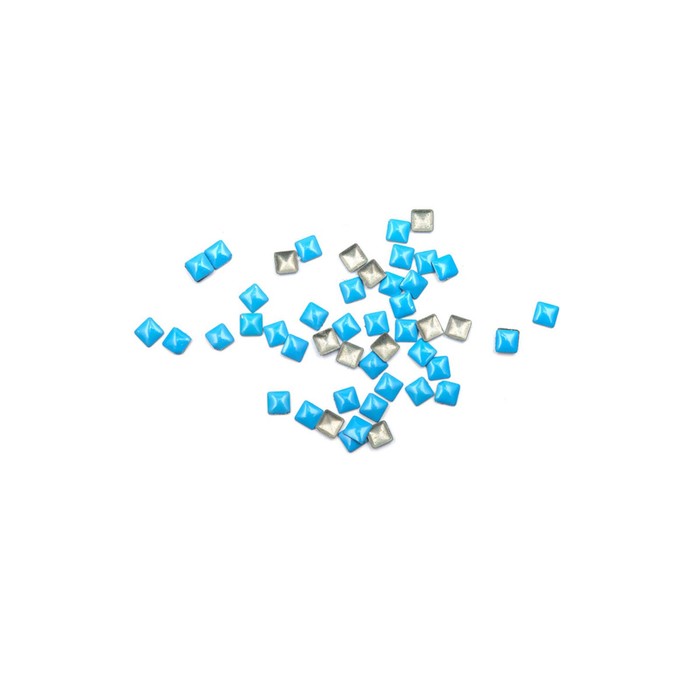 Стразы металлические квадратные POLE, 3х3, синие, 50 шт