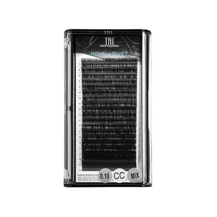 

Матовые ресницы на ленте TNL Royal Velvet 0,10, CC, MIX №01, 7-15 мм, 20 линий
