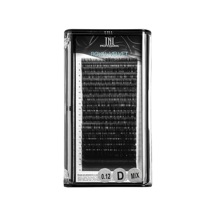 

Матовые ресницы на ленте TNL Royal Velvet 0.12, D, MIX №01, 7-15 мм, 20 линий