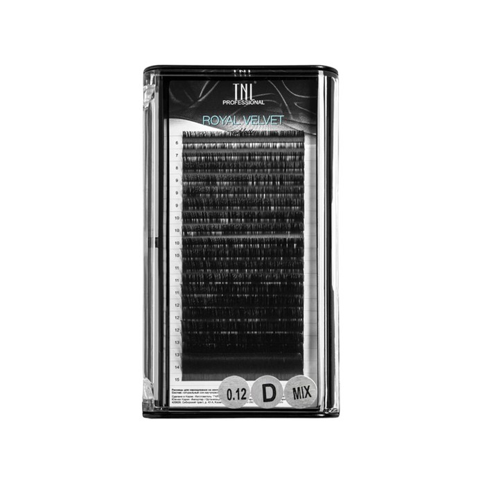 

Матовые ресницы на ленте TNL Royal Velvet 0.12, D, MIX №02, 6-15 мм, 20 линий