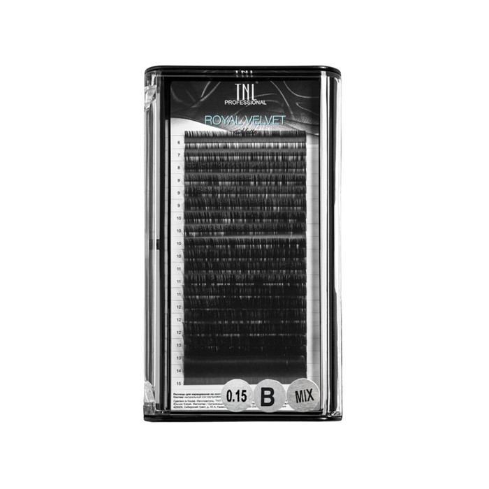 

Матовые ресницы на ленте TNL Royal Velvet 0.15, B, MIX №02, 6-15 мм, 20 линий