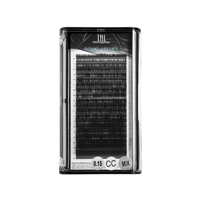 

Матовые ресницы на ленте TNL Royal Velvet 0.15, CС, MIX №02, 6-15 мм, 20 линий