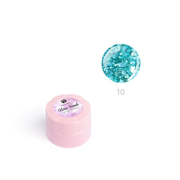 

Гель для дизайна ногтей Adricoco Glow Bomb, №10 сверкающая бирюза, 5 мл