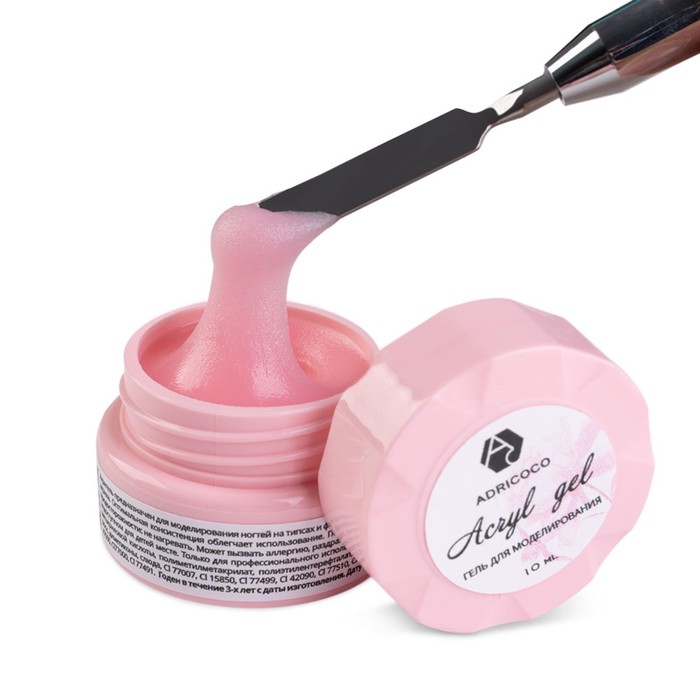 

Акригель для наращивания ногтей Adricoco, №07 камуфлирующий, нежный розовый, 10 мл