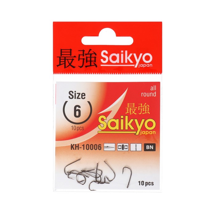 

Крючки Saikyo KH-10006 Sode Ring BN № 6, 10 шт
