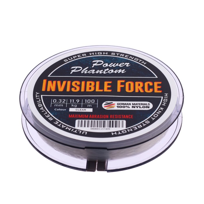 фото Леска power phantom invisible force clear, диаметр 0.32 мм, тест 11.9 кг, 100 м