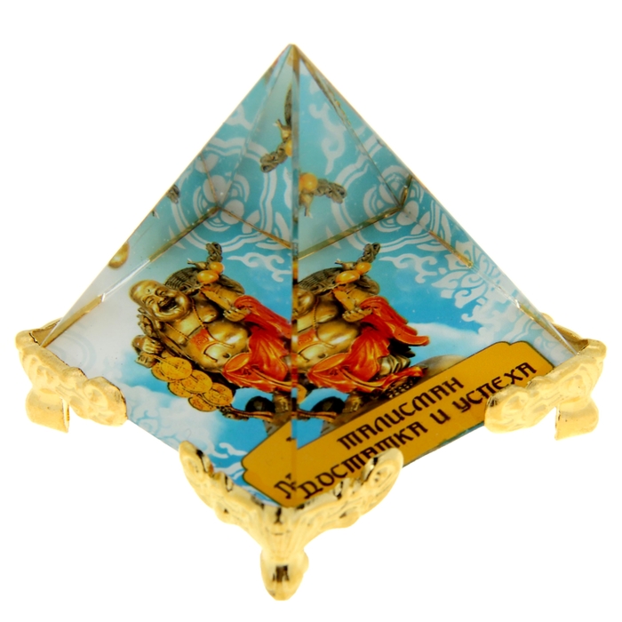 Стеклянная пирамида Фэн-шуй "Хоттей", достаток и успех, 5 х 5 см