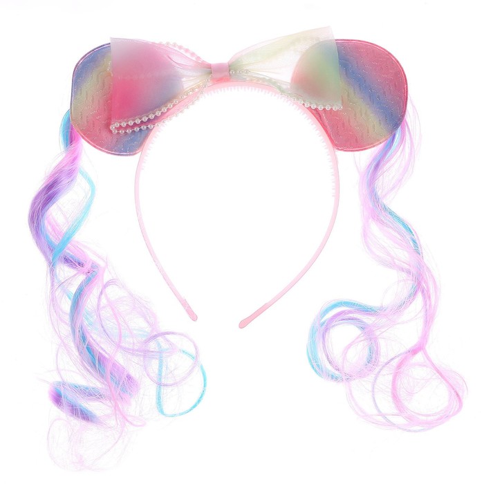 Карнавальный ободок «Девчушка» с цветными прядями карнавальный ободок бантик с цветными прядями hidde цвет разноцветный материал искусственный волос