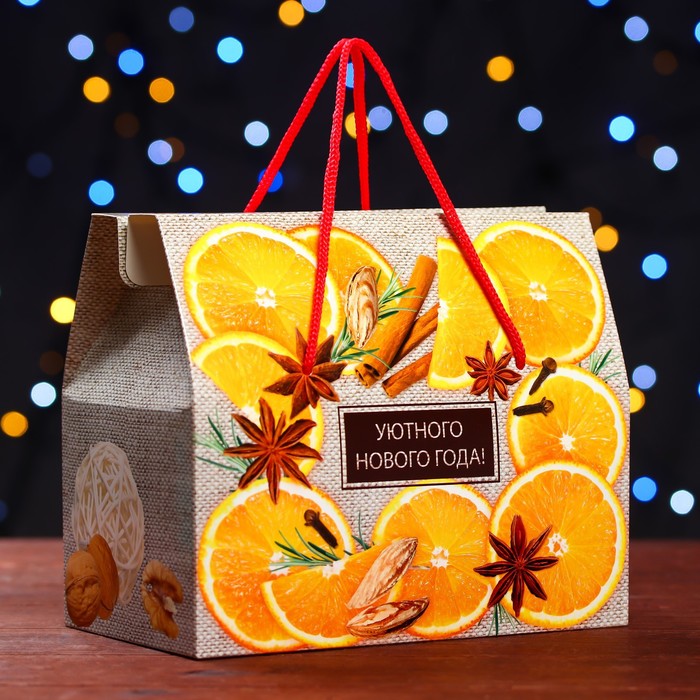 Подарочная коробка Апельсинки , Коробка-Кейс 20,5 х 12 х 17 см