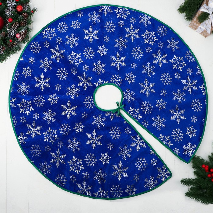 Полянка под ёлку Уютная сказка снежинка, d-87 см, синий полянка под ёлку зелёные рюши 100 см красно зелёный