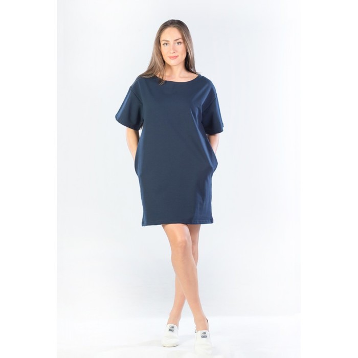 Платье женское, размер 52, цвет темно-синее