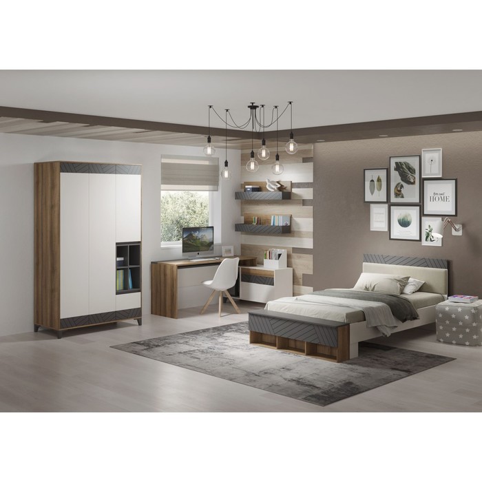 Полка навесная «Гринвич №6», 1100×216×284 мм, цвет авелано / тёмно-серый