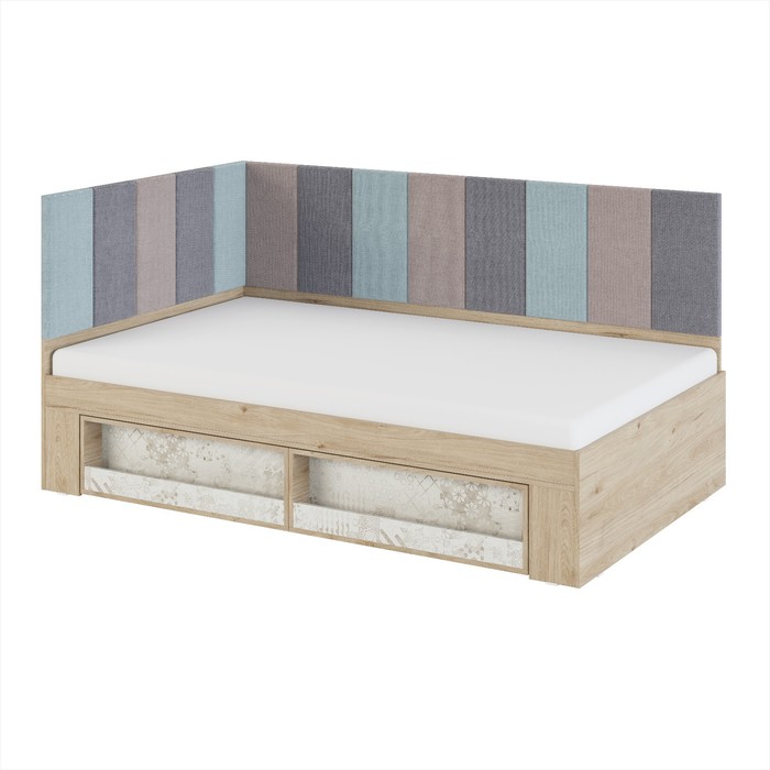 Кровать с мягкими элементами «Алиса №2.3», 1200×2000 мм, цвет гикори джексон / спринт 36237