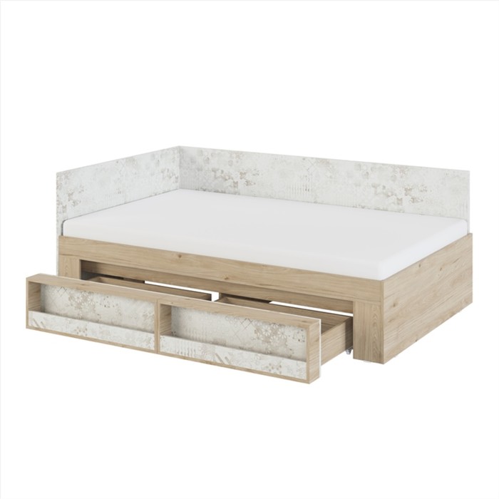 фото Кровать с панелями «алиса №2.6», 1200×2000 мм, цвет гикори джексон / спринт алисия